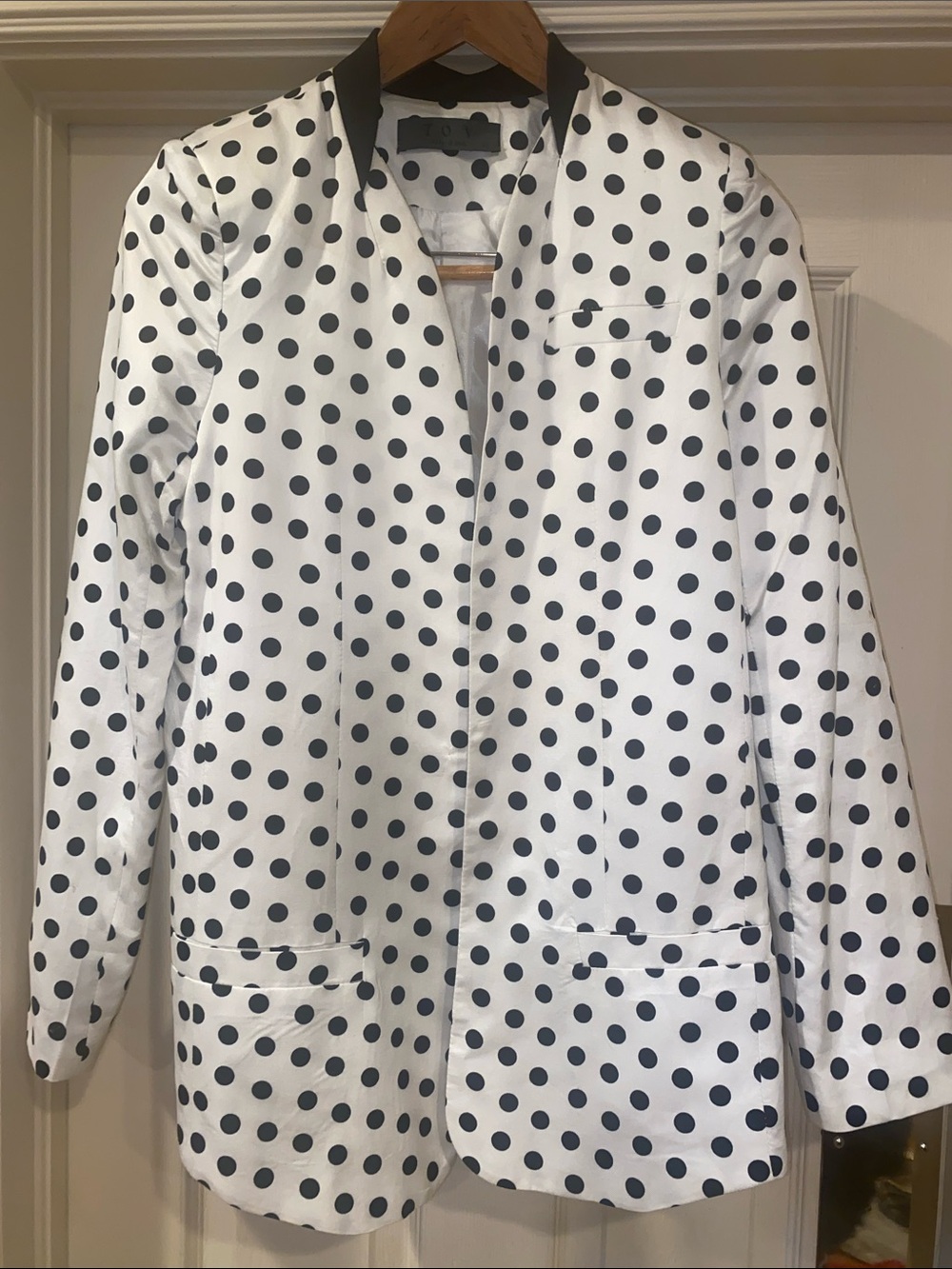 TOV Holy Vintage White Blazer with Black Polka Dots